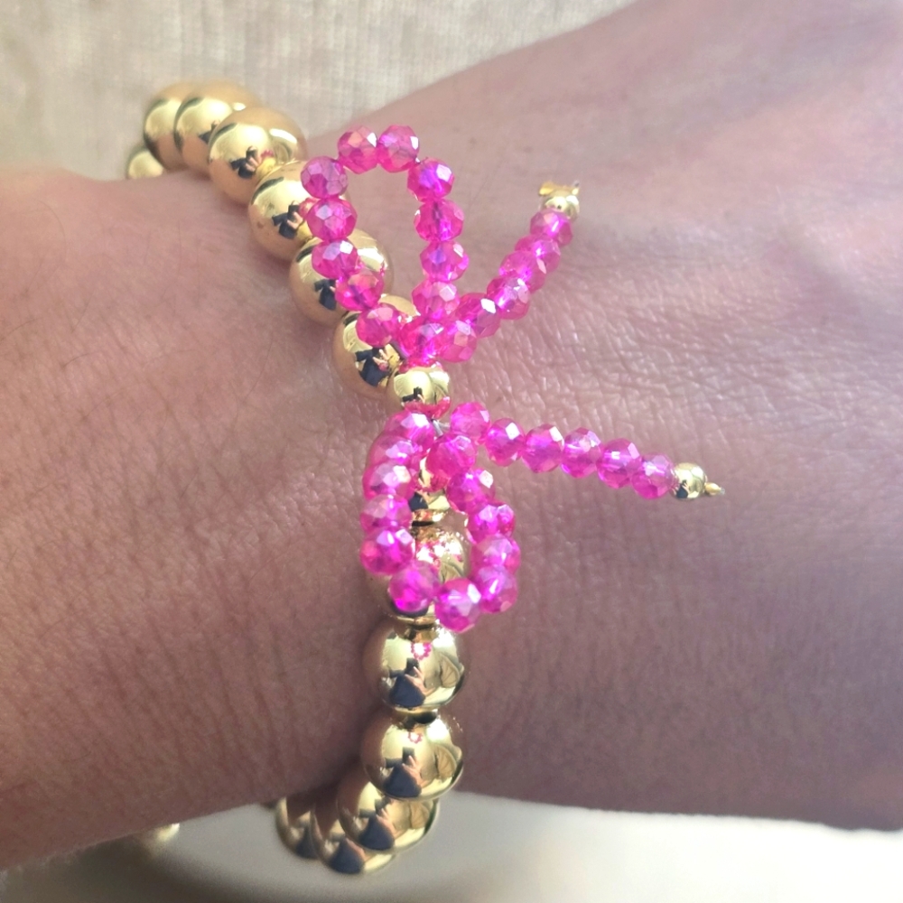 18k Gold WashPink Beaded Bracelet NWOT Similar To Enewton